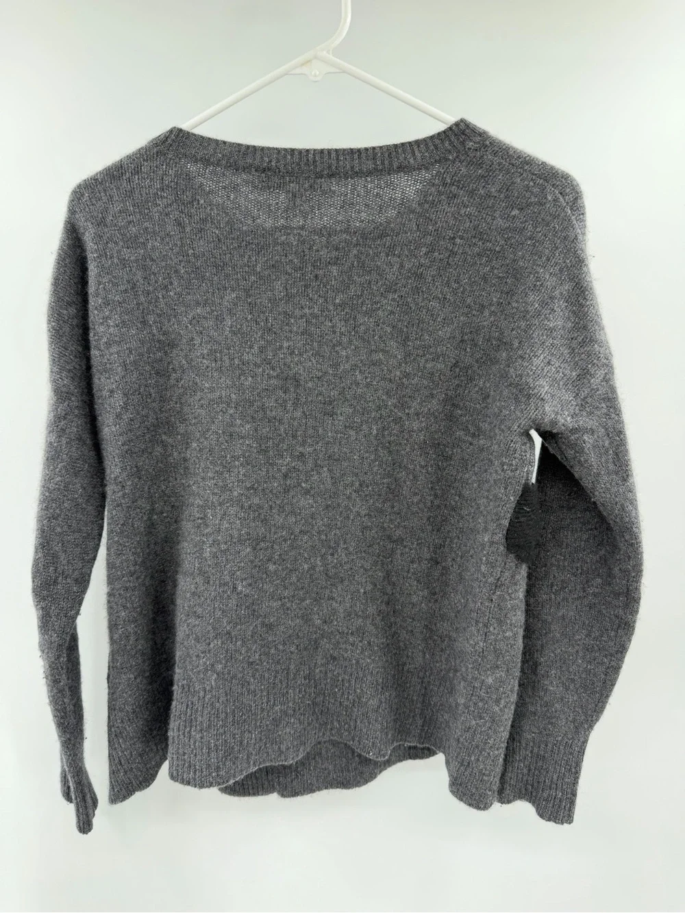 White + Warren 100% Cashmere Gray Black Braided Detail Sweater Size Small
